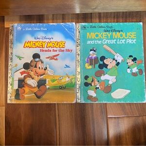 Set of two Mickey Mouse Little Golden Books, vintage